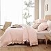 JANZAA Full Size Comforter Pink Comforter Set 3PCS 1 Ruffled Comforter Set and 2 Pillow Cases Blush Pink Bed Set Vintage Farmhouse Shabby Chic Bedding Soft All Season