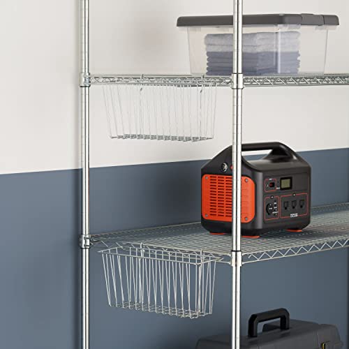 TRINITY EcoStorage 15-Inch Metal Hanging Basket to Use With Shelf Units and Storage Racks for Garage, Kitchen, and Closet Organization, NSF Certified, 10 Pound Capacity, Chrome, 2-Pack - Thumbnail 4