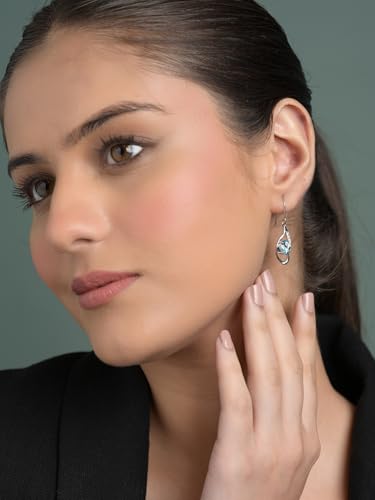 Image of Clara 925 Sterling Silver Sky Blue Eye Pendant Earring Chain Bracelet Ring Jewellery Set| Rhodium Plated, Swiss Zirconia | Gift for Women & Girls
