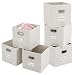 Magicfly Storage Bins with Label Holders, Set of 6 Foldable Storage Cubes 12 X 12 inch with Handle, Fabric Storage Bins for Closet, Books, Bedroom, Beige