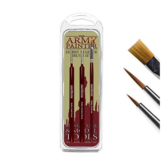 The Army Painter Hobby Starter Brush Set | 3 Pinceles de Pelo Sintético Toray | Basecoat, Detail y Drybrush | adaptados a la Pintura de Figuras Miniatura y Juegos de Mesa Wargames