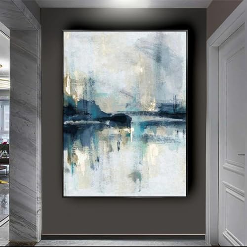 Peinture sur toile paysage nordique étoilé 30x50cm avec cadre