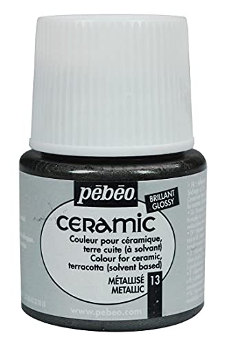 Pebeo - Ceramica - Colore Opaco Per Terracotta, Ceramica - Flacone Da 45 Ml - Grigio Metallico-image