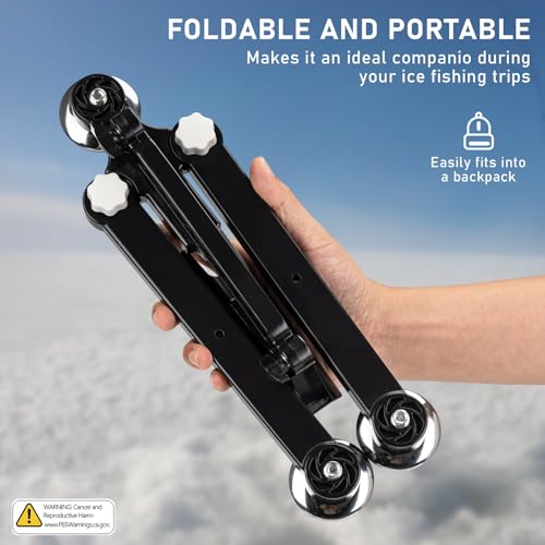 QualyQualy Ice Fishing Rod Holder, Adjustable Fishing Rod Stand for Ground, Ice Pole Holder Rod Rack with Fishing Bells and Anchor (Rod Holder 1 Pack) — view 5