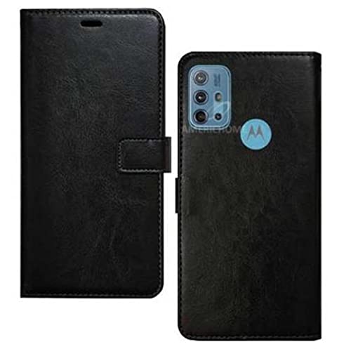 Image of Inside Rubber TPU with Card Pockets Magnetic Closure Protection Compatible with Motorola G10 Power,Moto G10 Power (Black)