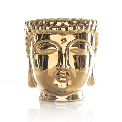 Thompson Ferrier Home Decor Buddha Scented Candles - Palo Santo - Made with a Soy Wax Blend, All Natural Essential Oils and 3 Cotton Wicks- Gold
