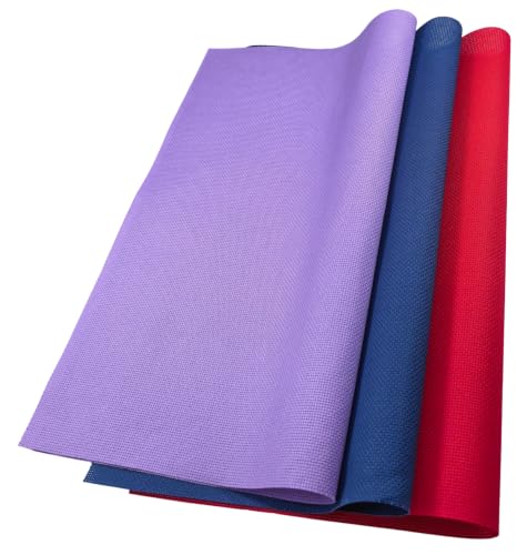 Image of KCS 3 pc of 15 inch x 18 inch(38cmx45cm) 16 Count Cross Stitch Cotton Aida Cloth Needlework Rolled Fabric Box,16CT,Lavender+Royal Blue+Red