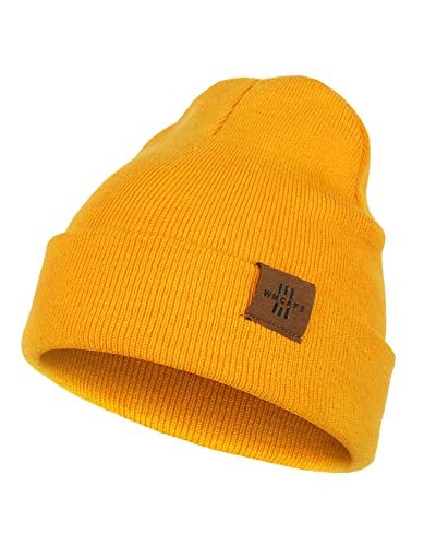 Kids Beanie, Warm Soft Winter Hats for Boys Girls Toddler Baby Children, Double Layer Knit Cap (Yellow)