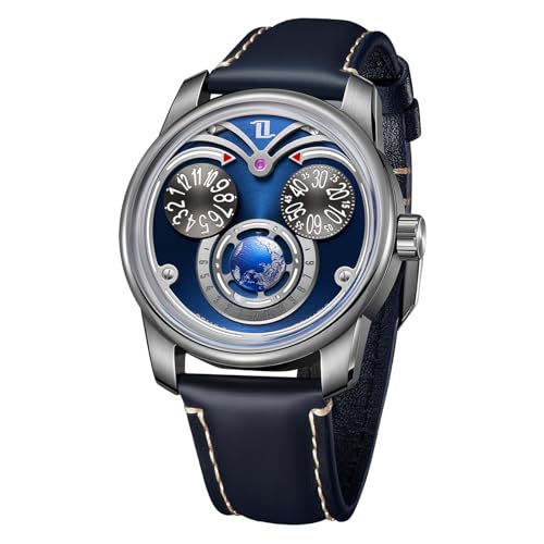 OBLVLO JM-Eagle Eyes OWL Montre mécanique analogique innovante avec cadran lumineux et bracelet en cuir transparent pour homme, JM-EAGLE-YLLL, Tendance
