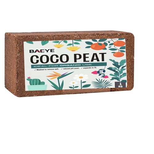 Image of 100% Natural COCOPEAT Block 1KG for Home Garden | Organic Soil for Potted Plants, HYDROPONICS, Kitchen & Terrace Gardens | EXPANDS Upto 5L of Powder | 1 KG