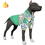 LovinPet Girl Pitbull Sweaters: Soft Flannel Warm Dog Winter Coat, Updated Fit Skin-Friendly Fabric, Solarium Outdoor Cast Seaside Prints Dog Clothing for Small Dog Breeds for Autumn and Winter,