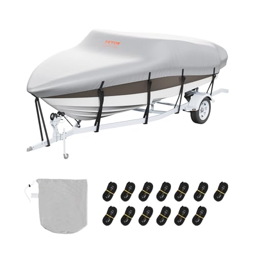 VEVOR Bootspersenning Abdeckplane Bootsplane, 518–579 cm Persenning Schlauchboot 600D Oxford-Gewebe Bootspersenning Abdeckung mit Aufbewahrungstasche 435 x 300 mm, Angelboot Bootsabdeckplane Grau