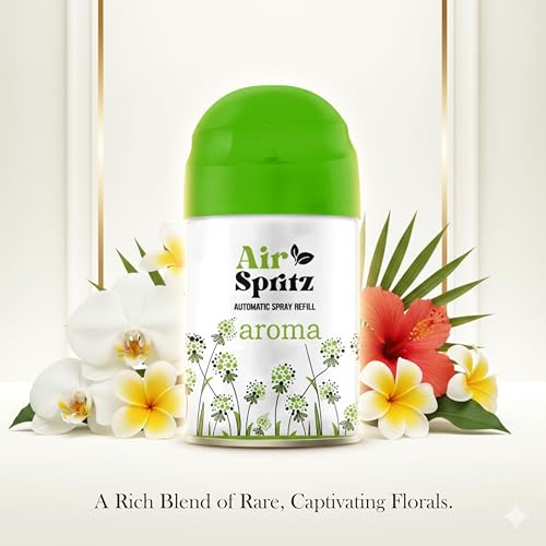 Image of Air Spritz 225ml Freshmatic Automatic Air Freshener Refill (Exotic Aroma | Lemon | Rose | Aqua - Pack of 4) | Automatic Room Freshener, Bathroom Freshener and Room Spray