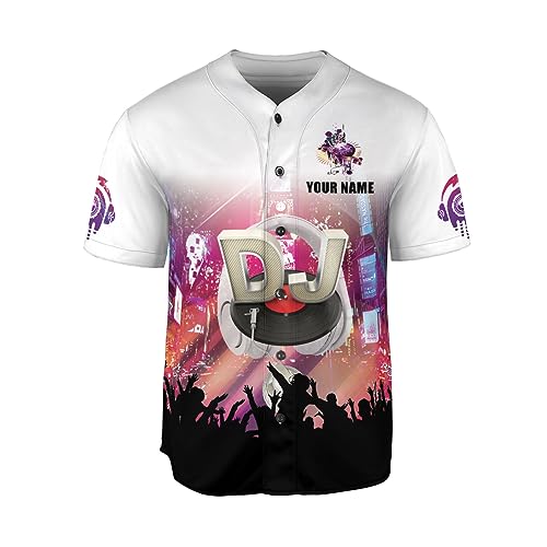 Personalized DJ Baseball Jersey Shirt, DJ Tshirts for Men, DJ Player, DJ Shirt Men, DJ T Shirt Men Gift Music Lover miniatura 2