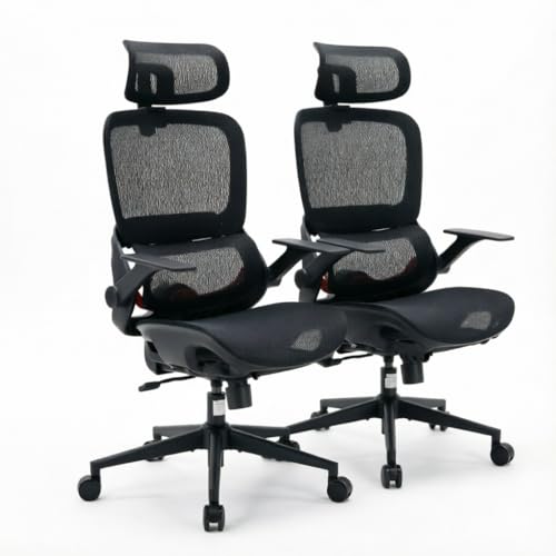 Image of SIHOO B100 Office Chair, Comfy Ergonomic Office Chair, Computer Chair with Adaptive Lumbar Support & Wide Headrest, Flip-up Armrests, Swivel Desk Chair for Long Hours, Without Footrest, Black
