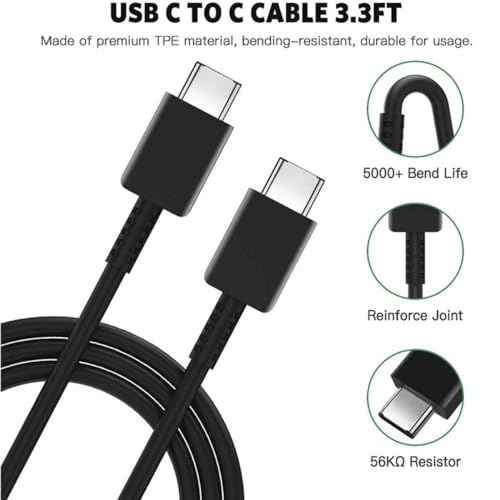 Image of Original 45W Power Adapter with Type C to C Cable, Compatible with Samsng Smarthphone, Black (CXZ29)