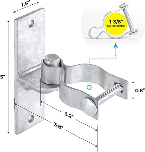 Miniatura 4 de Bisagra de puerta de montaje en pared resistente  Bisagra de puerta de tubería, paquete de 2 bisagras de puerta de enlace de cadena, poste de enlace