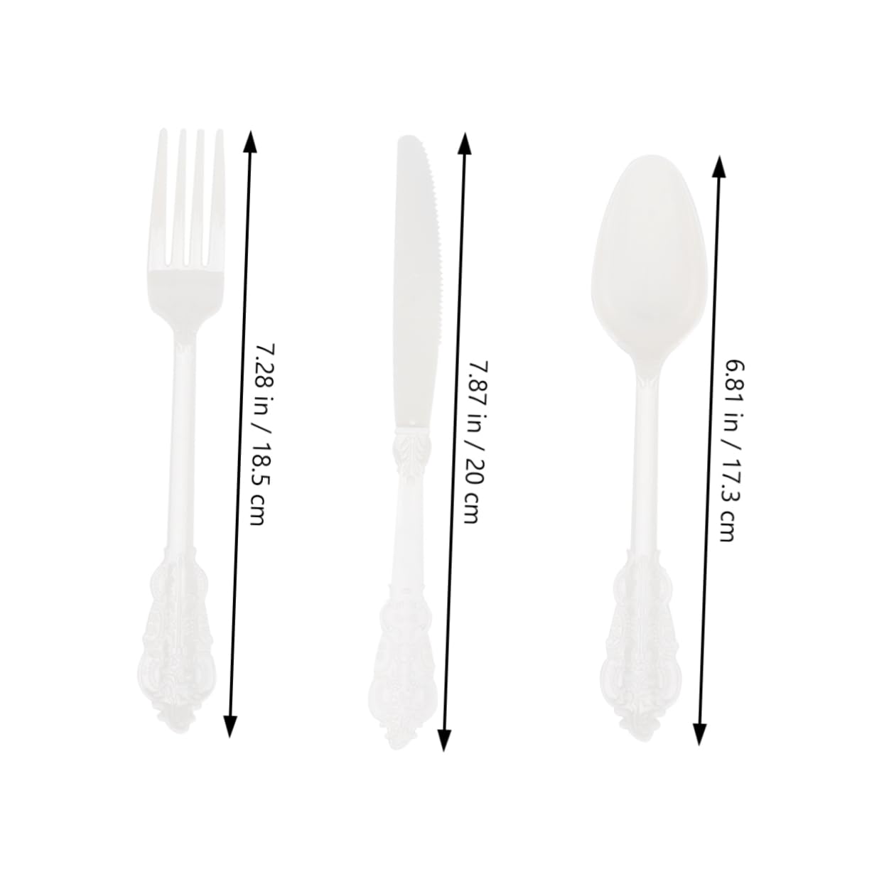 MUCKLILY 12Pcs Gilding Cutlery Plastic Knives Forks Spoons for Parties Weddings Banquets Convenient Tableware Elegant White