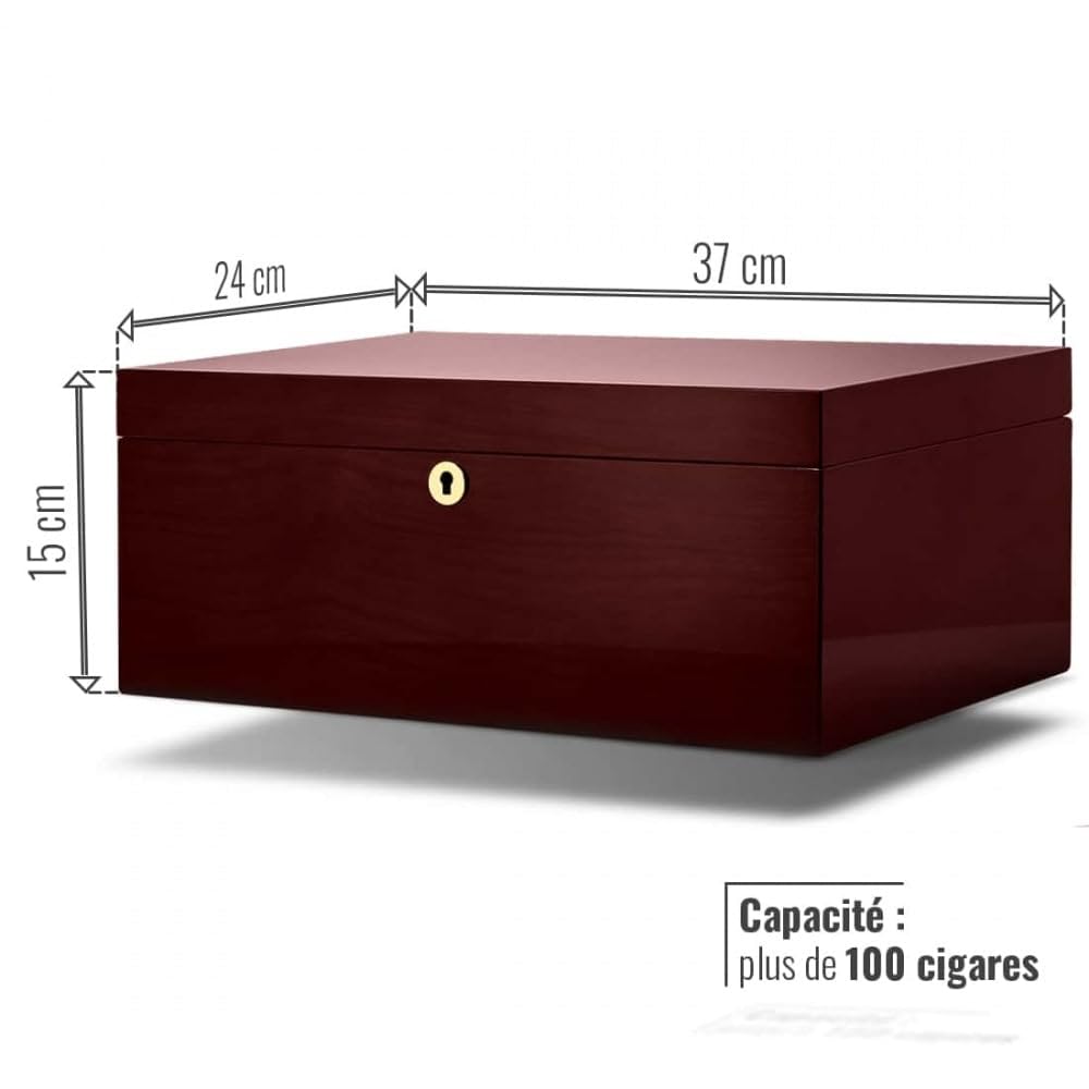 adorini Humidor Santiago - Deluxe | Conservazione dei sigari con umidificatore e igrometro - fino a 150 sigari - Marrone - GARANZIA A VITA -