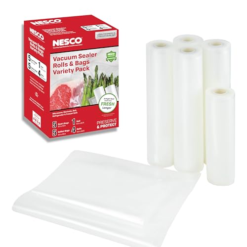 Image of Nesco VS-07V Vacuum Sealer Bag Variety Pack, Bag /Roll Combo, Clear