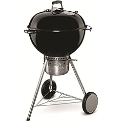 Weber Master-Touch Charcoal Grill, 22-Inch, Black – Premium Outdoor BBQ Grill with Tuck-Away Lid Holder & One‑Touch™ Cleaning System, Porcelain‑Enameled Kettle