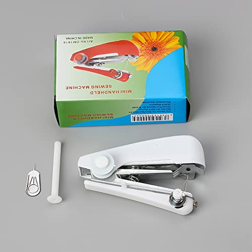 Surakey Handheld Sewing Machine, Hand Held Sewing Device Tool Mini Single Stitch Portable Cordless Sewing Machine, Essentials for Home Travel Use Repairing and Handicrafts (White)