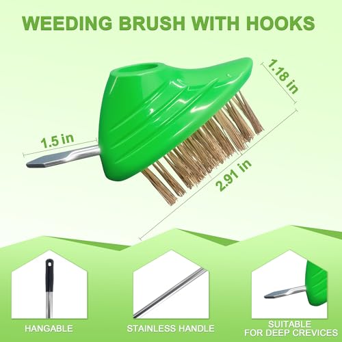 ANYZONE 3-in-1 Crack Weeder Tool, Adjustable Long Handle Moss Remover with Wire Brush & Scraper, Stainless Steel Crevice Weeding Puller for Sidewalk, Driveway, Patio, Pavers, Garden by ANYZONE - Used condition - Image 4