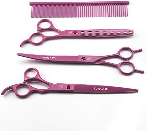 high-end Professional pet Care 8.0 inch pet Scissors 440C Steel Pink (Set2)