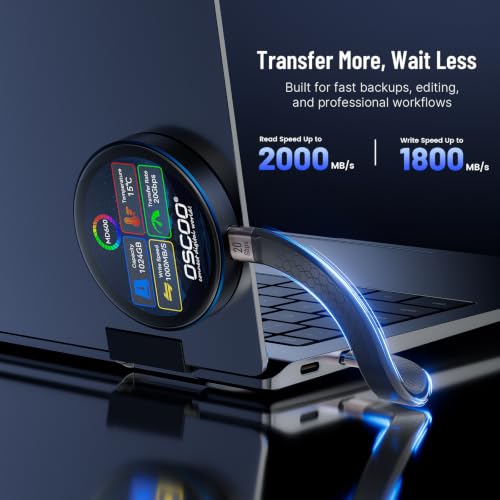 Image of 512GB Touchscreen Encrypted External SSD Hard Drive, Up to 2000MB /s