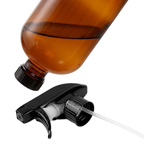 Empty Glass Spray Bottles 16Oz For Cleaning, Plants, Pets, Essential Oils, Air Freshener, Durable Black Trigger Sprayer With Stream And Mist Settings (Amber+Blue+Clear, 16Oz(Pack Of 4)) #TOP4