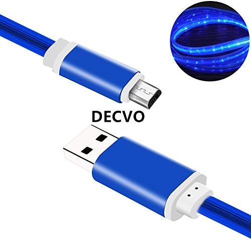 DECVO Lighting Cable 360 Degree Light Up Visible Flowing LEDย Micro Charger Cable to USB Syncing and Data Cord for Sumsung Galaxy S7 Edge,S6, HTC, Motorola, Nokia, Sony and More Android Devices (Blue)