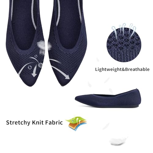 Image of Frank Mully Womens Pointed Toe Flats Knit Dress Shoes Comfort Women Shoes Softable