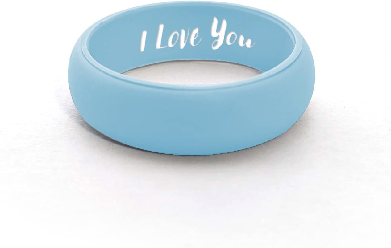 AERA CUSTOM ENGRAVED Womens Silicone Wedding Band Active Athletic Ring - Personalize Any Text, Symbol, Image - SHIPS NEXT DAY