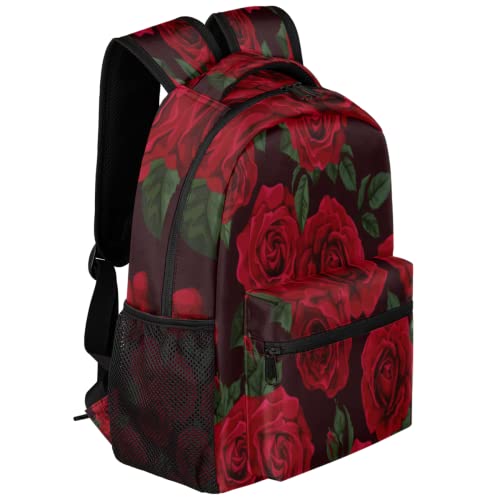 Red Rose Backpack for Men Women Kids, Flower Floral School Bag Travel Hiking Dayback Large College Bookback Laptop Bag for Girls Boys Student2