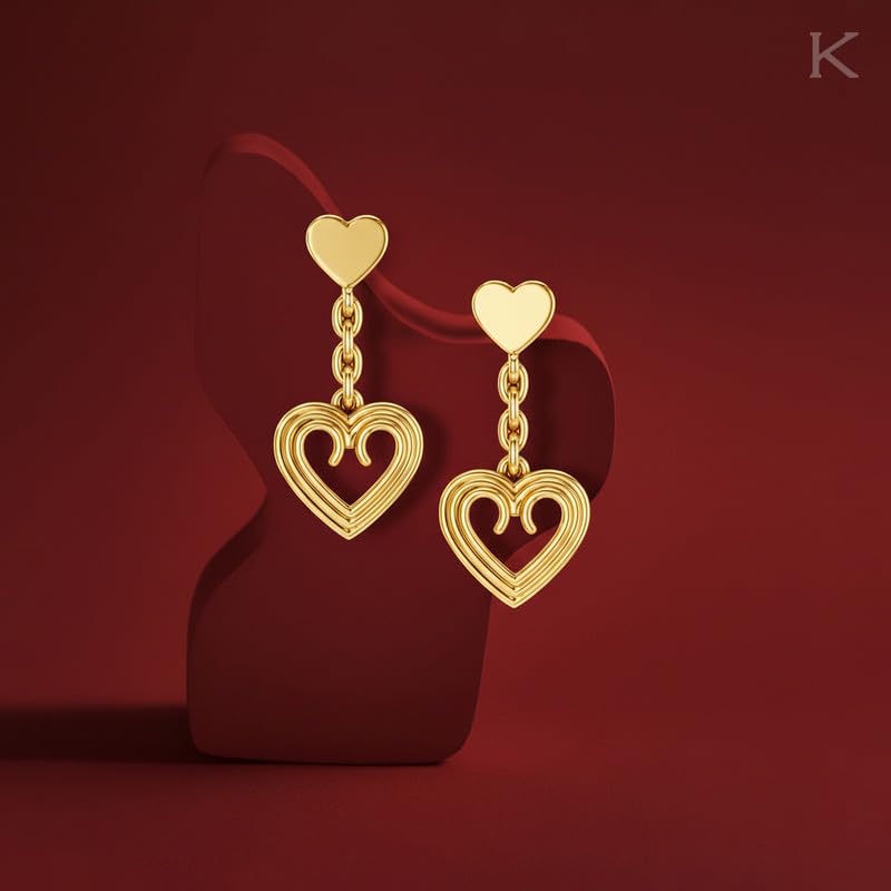 Image of Kisna 9 /14 /18 KT Sway Heart Yellow Gold Earring For Women