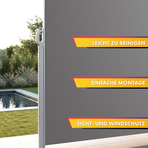 Toldo lateral contra viento y miradas molestas para balcón extensible 200x400cm 6
