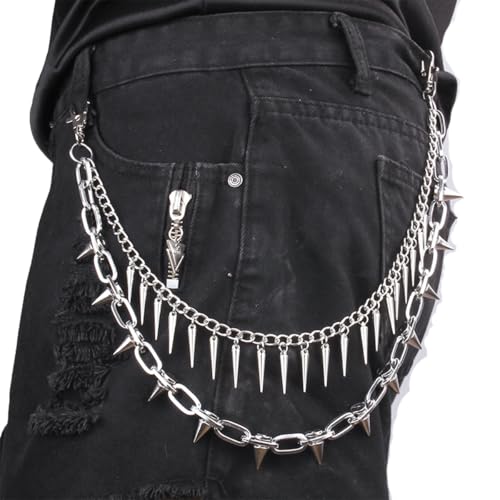 JAZTAKU Pant Chain Punk Spike Link Pocket Chain, Chains for Wallet, Pants, Jeans, Goth Accessories Men and Women