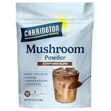 Carrington Farms Mushroom Powder Wellness Blend of Lions Mane, Reishi, Chaga for Nutrition Boost Daily Superfood Formula of Adaptogens 3.5 oz
