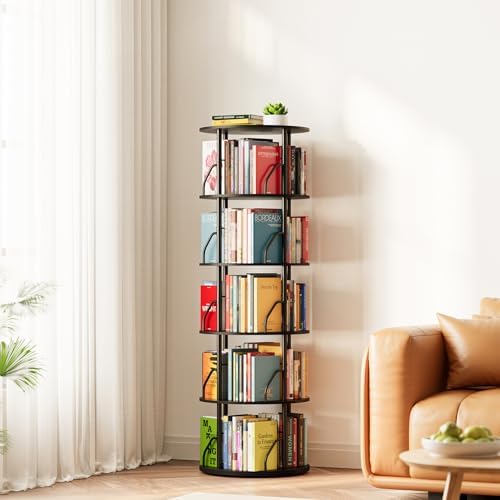 SpaceAid 5-Tier Rotating Bookshelf Black