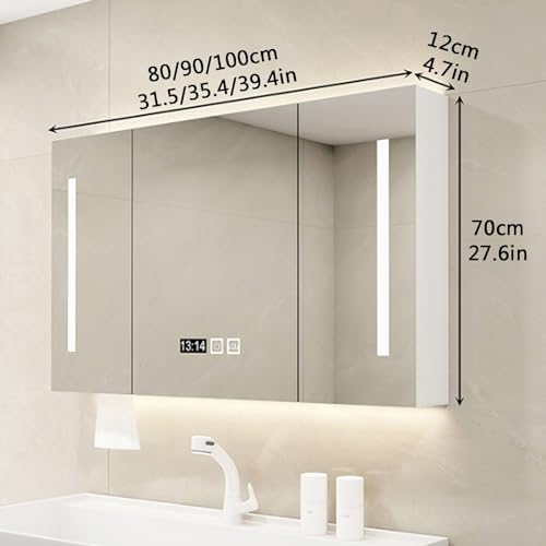 Armoire à pharmacie miroir LED antibuée éclairage 3 couleurs