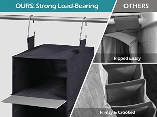 SLEEPING LAMB 8 Shelves Hanging Shoe Organizer for Closet Wider Shoe Holder for Storage Men Sneakers, Clothes, Hats, with 8 Side Mesh Pockets, Black