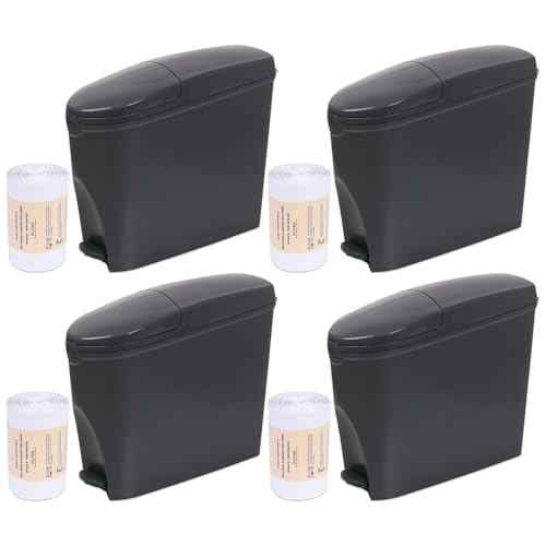 Pro Washroom Sanitary Bin 20L & 200 Bin Liners - Slimline Washrooms Toilets Hygienic Disposal Pedal Container Bins for Female Ladies and Baby Hygiene Products - 20 litres Grey (4 Pack)