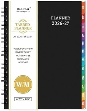 Planner 2026-2027 - July 2026 - June 2027, 2026-2027 Planner Weekly and Monthly, Academic Planner, Calendar Planner with Colorful Tabs, 6.25" 8.3", Strong Twin-Wire Binding, Back Pocket, Holidays