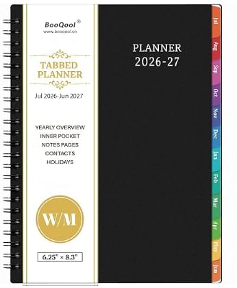 Planner 2026-2027 - July 2026 - June 2027, 2026-2027 Planner Weekly and Monthly, Academic Planner, Calendar Planner with Colorful Tabs, 6.25" × 8.3", Strong Twin-Wire Binding, Back Pocket, Holidays