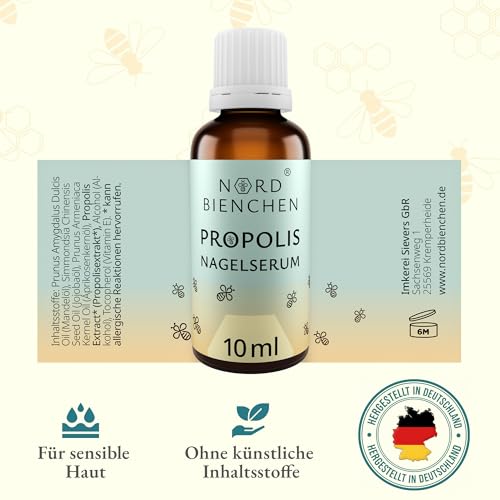 Propolis Nagelserum - gegen gelbe, brüchige Nägel - Nagel Behandlung schnell & intensiv - Mittel gegen Problemnägel - mit natürlichem Bienenharz - Nail Care Pen & Stift Alternative 10ml - Nordbienchen