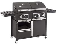tepro Gas Kohle Kombigrill Toronto, Grillwagen mit Holzkohle- und Gasgrill-Modus, 3 Brenner mit je ca. 2,9 kW Leistung, Piezozündung, Thermometer, Maße ca. 173 x 65 x 116,5 cm, Schwarz – Ansicht 4