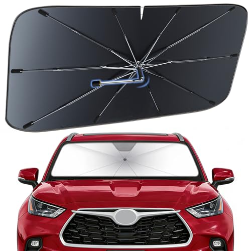 Windshield Sun Shade Umbrella for Toyota Highlander 2014-2026 Nano-Coated Heat-Reflective Front Window Shade Umbrella Sunshade Cover Blocks Heat Protects Interior Vehicle-Specific Precision Fit