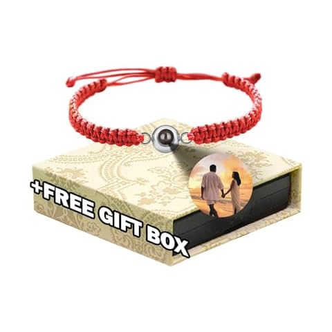 Custom Bracelets with Picture inside, Custom Circle Photo Projection Bracelet Customized Picture,Bracelet Personalized Photo,Projection Bracelets with Photos,Memorial for Women/Men/Family/Couple/Dog/Cat(Red) Cover