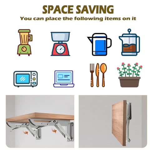 Klappkonsole Schwerlast 250mm, 2 Stück Edelstahl Klappkonsolen Klappkonsole Tisch Klappregalhalterungen Klappträger Regalträger, Wandregal Regalunterstützung Klammer für DIY Halterung, Klapptisch