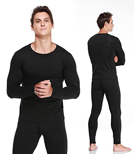 Jzcreater Thermal Underwear For Men, Mens Long Johns Thermal Underwear Set, Winter Fleece Lined Base Layer Set For Cold Weather (Large, Black) #TOP2